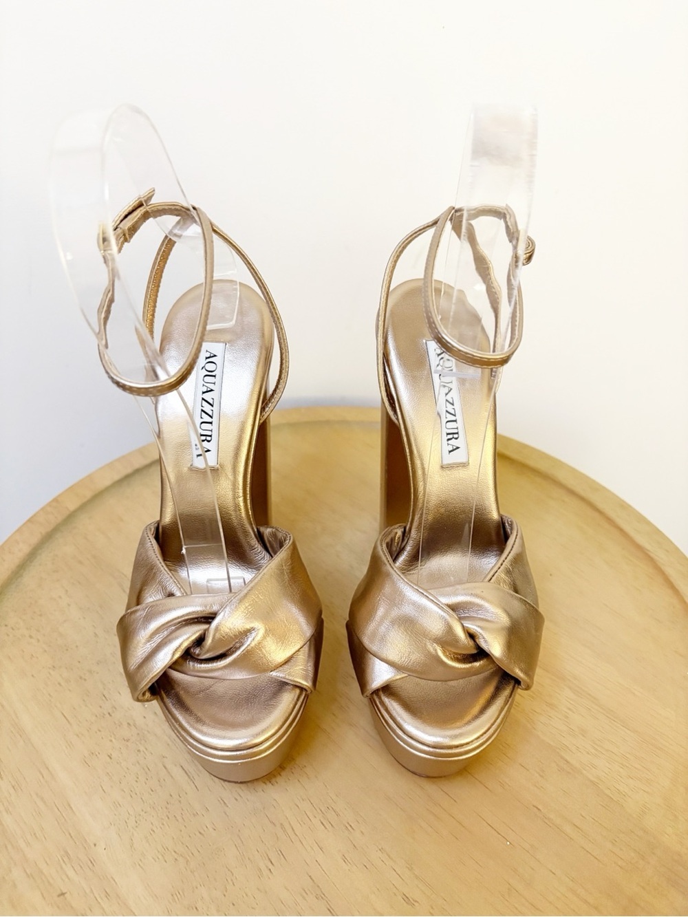 New Aquazzura Olie Plateau 140 Knotted Platform Heels - Picture 6 of 13
